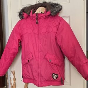 Burton Kids Jacket in Pink with Fur Trim